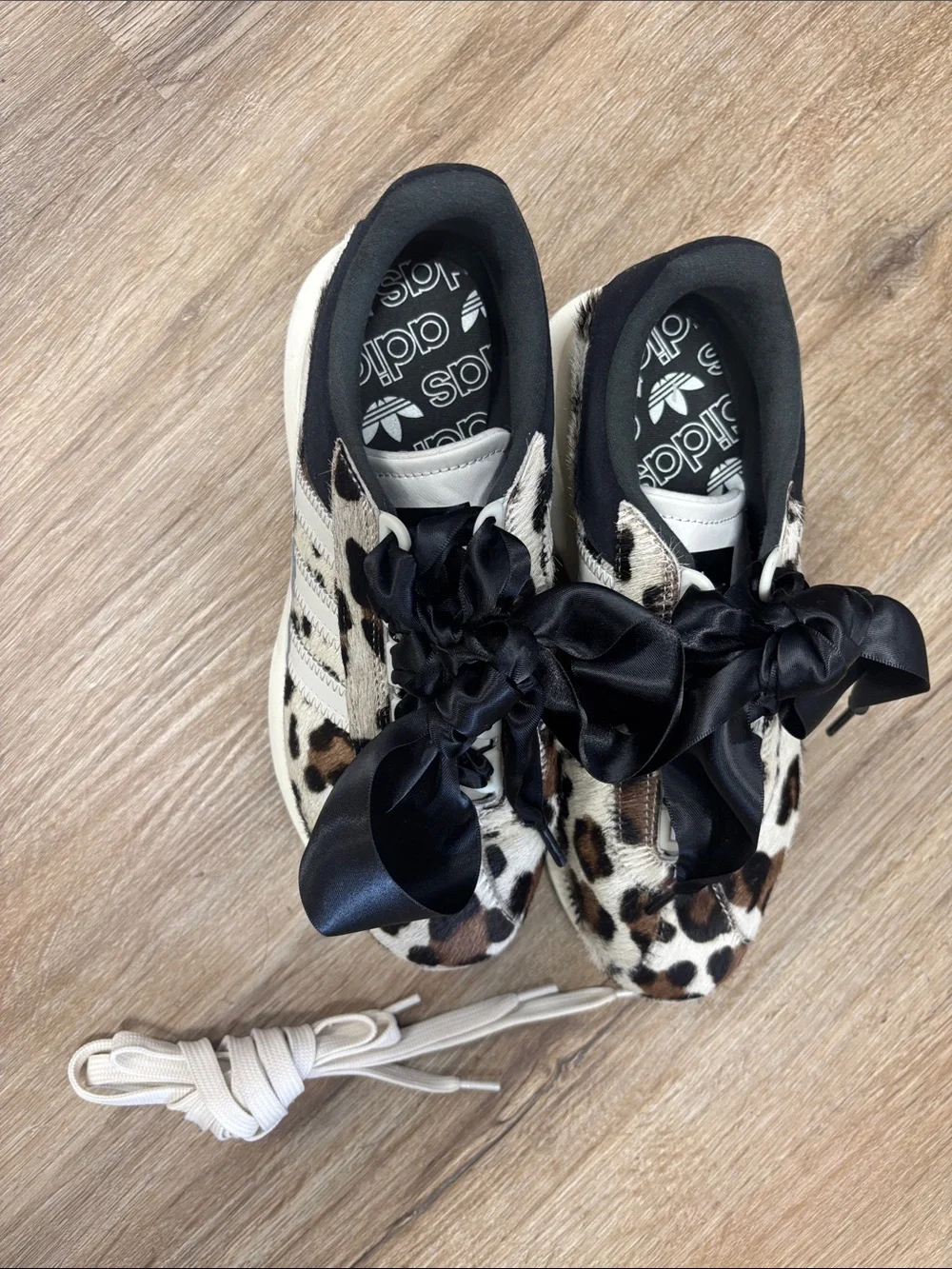 adidas Leopard Print Sneakers in Black, Brown & Cream